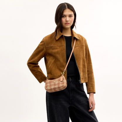 Coach Teri Mini Crossbody Bag With Gingham Print - Gold/Tan