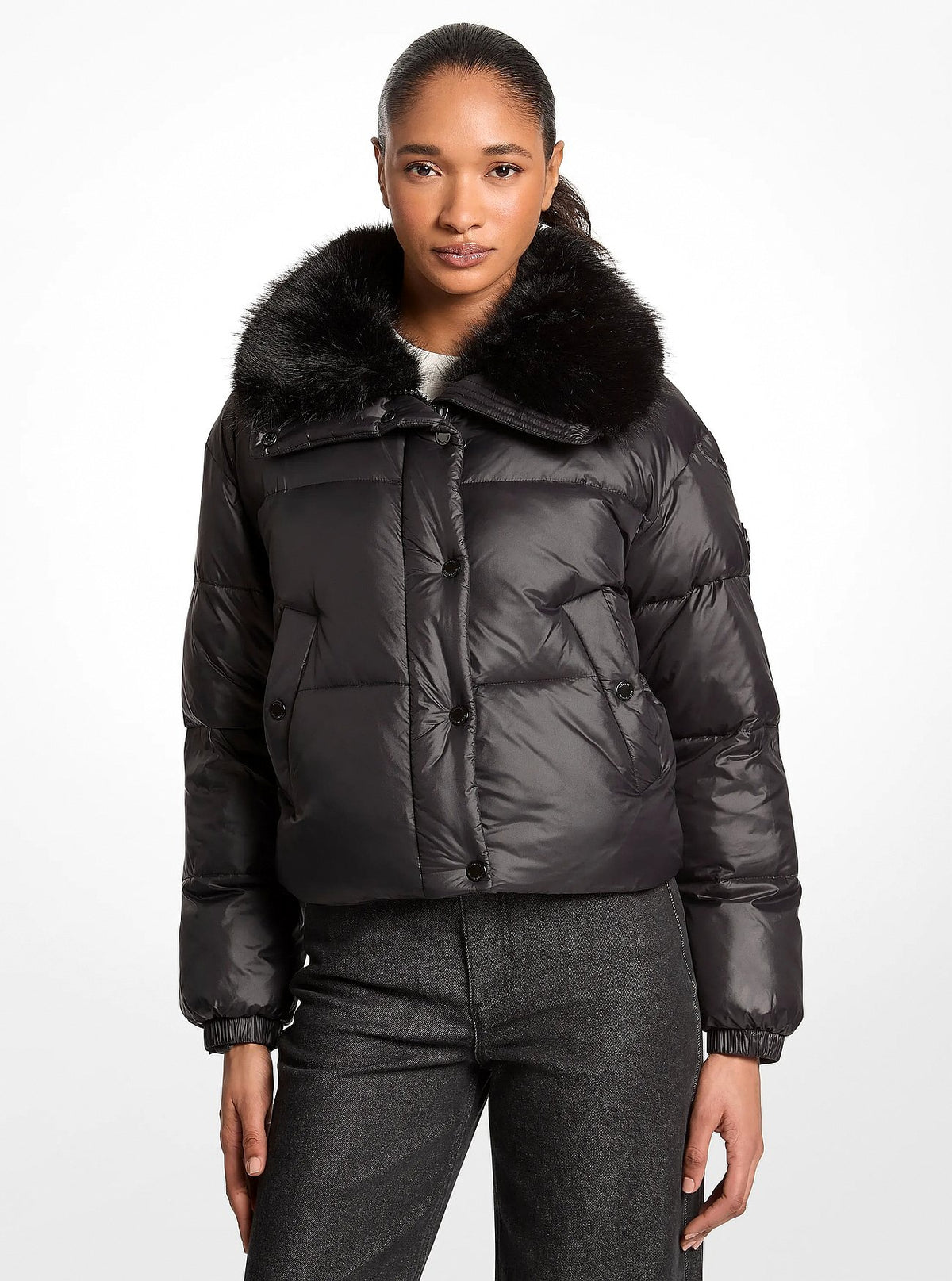 Michael Kors Sherpa Puffer Jacket - BLACK