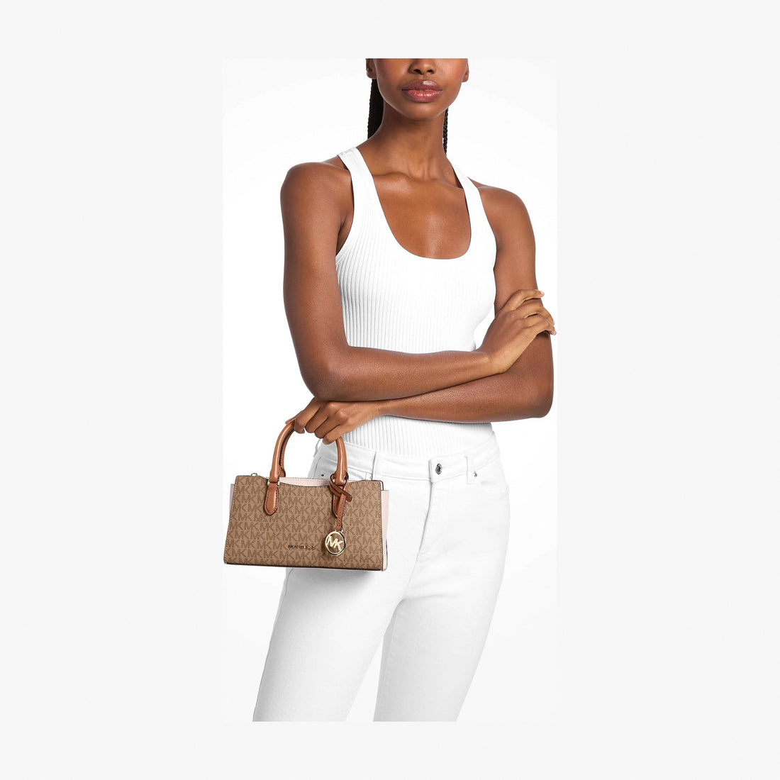 Michael Kors Arden Small Color-Block Signature Logo Messenger Bag - CAMEL MLT