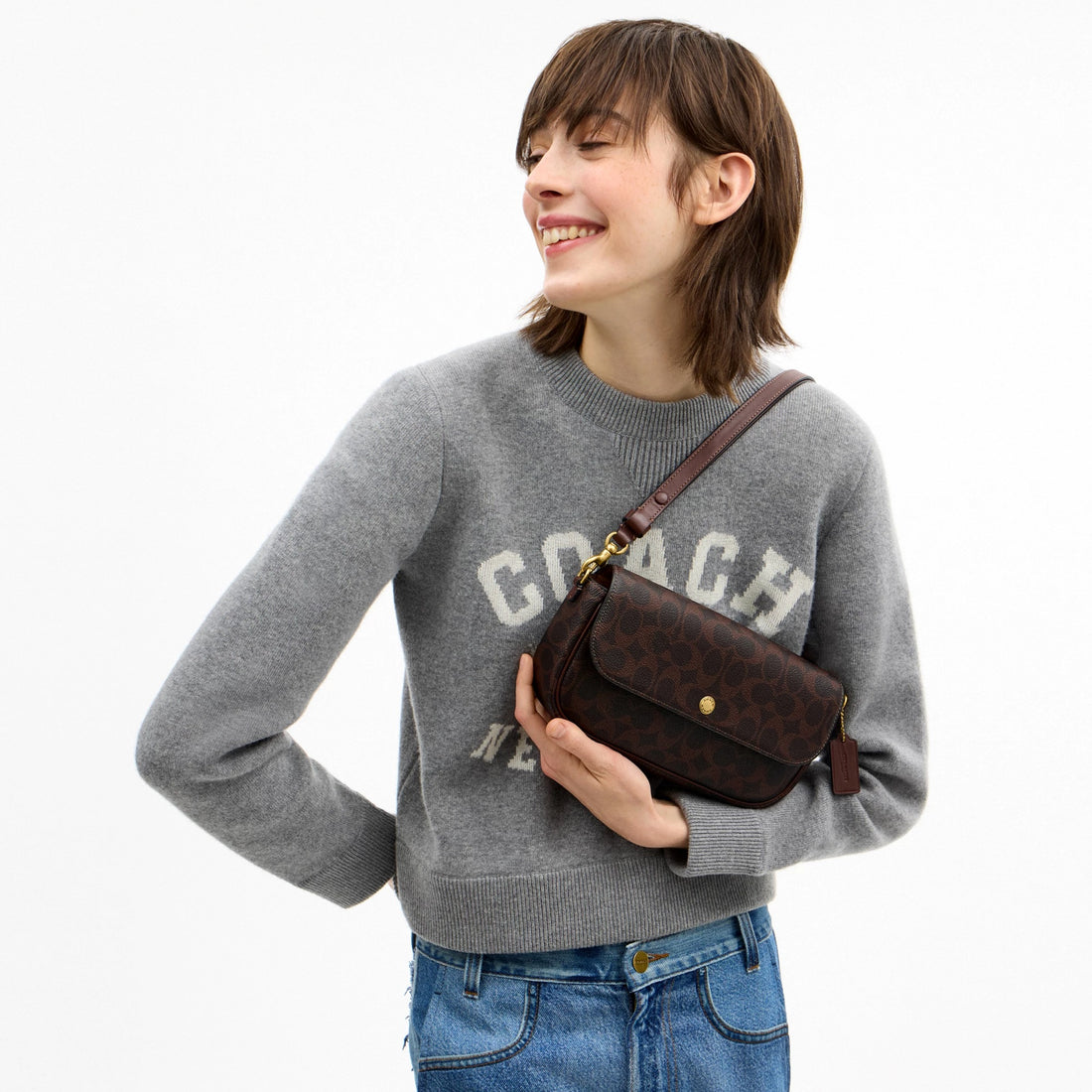Coach Brook Flap Chain Bag In Signature Canvas - Brass/Maple