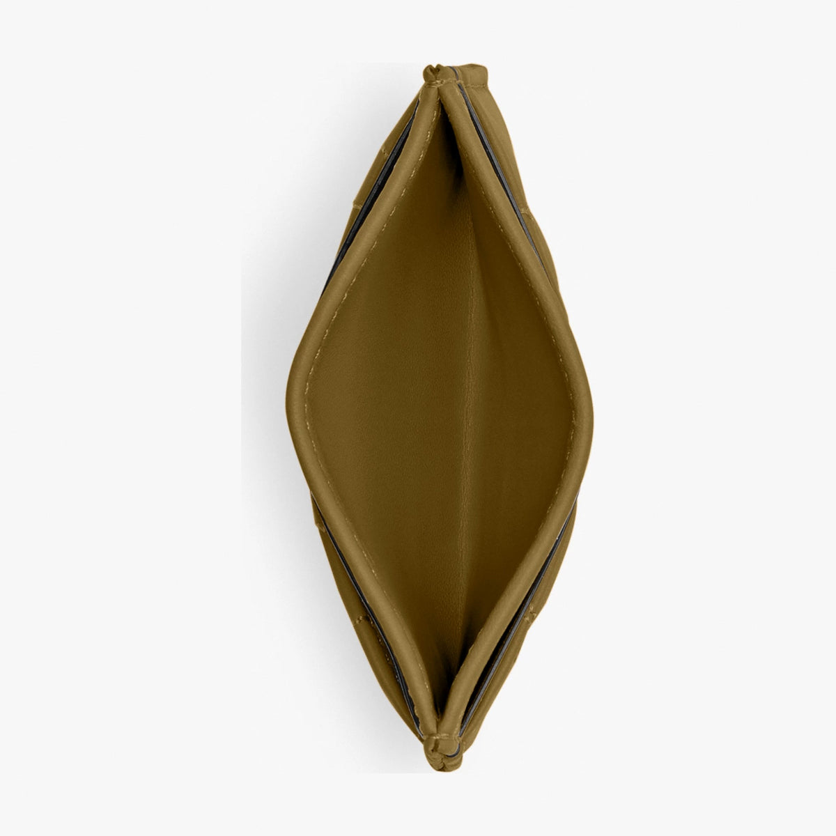 Coach Essential Card Case With Pillow Quilting - Brass/Muted Olive