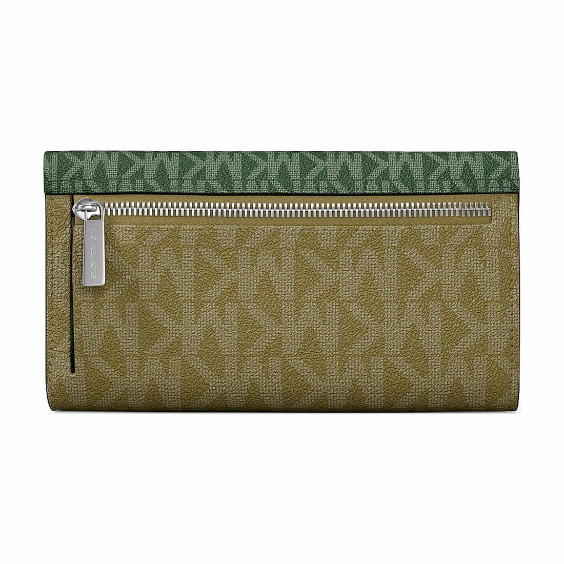 Michael Kors Jet Set Travel Signature Logo Tri-Fold Wallet - AMAZON GREEN