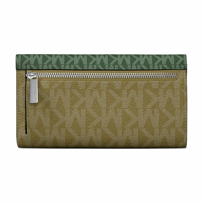 Michael Kors Jet Set Travel Signature Logo Tri-Fold Wallet - AMAZON GREEN