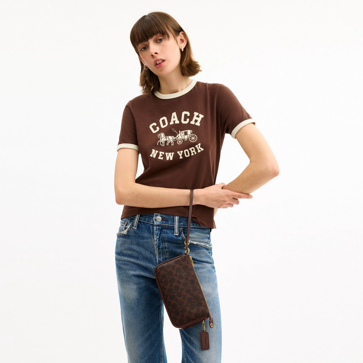 Coach Plaza Bag In Signature Canvas - Brass/Maple