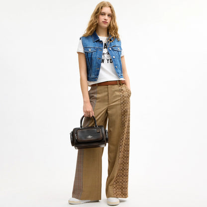 Coach Rowan Satchel Bag With Pockets In Loved Leather - Silver/Black Brown