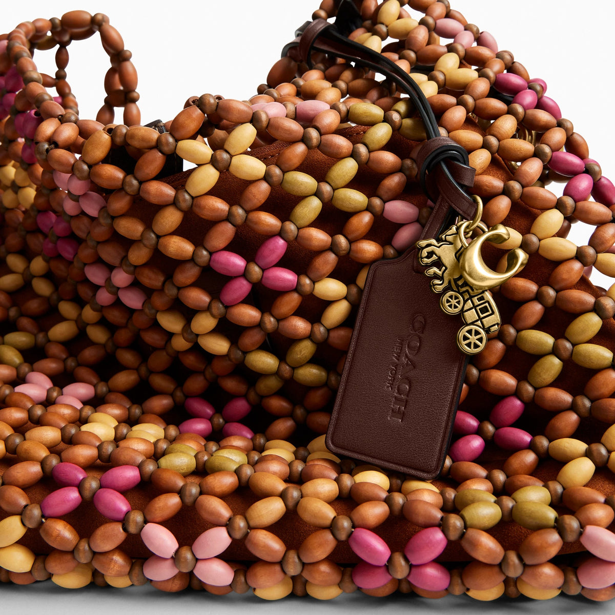 Coach Brooklyn Shoulder Bag 28 With Wooden Beading - Brass/Maple Multi