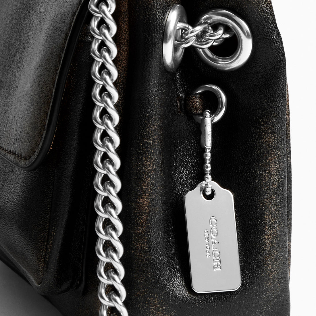 Coach Elodie Crossbody Bag 18 In Loved Leather - Silver/Black Brown