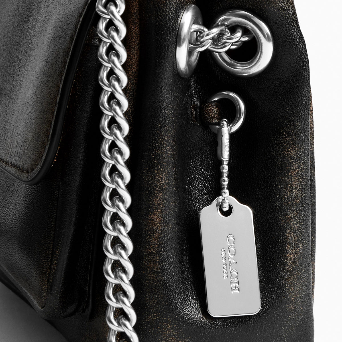 Coach Elodie Crossbody Bag 18 In Loved Leather - Silver/Black Brown