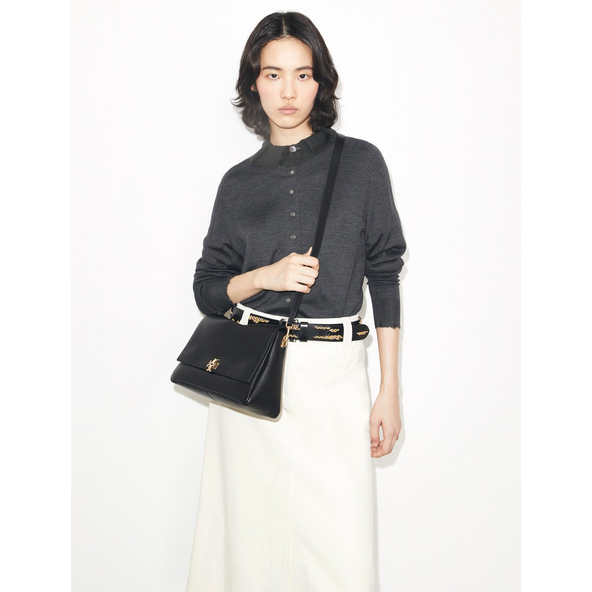 Tory Burch Charlie Shoulder Bag - Black