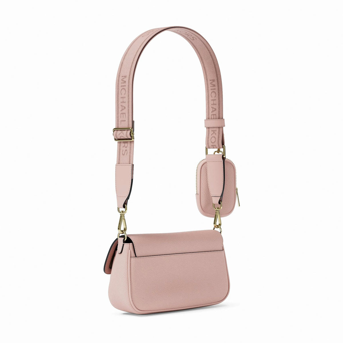 Michael Kors Jet Set Travel Small Pebbled Leather Crossbody Bag With Pouch - POWDER BLUSH