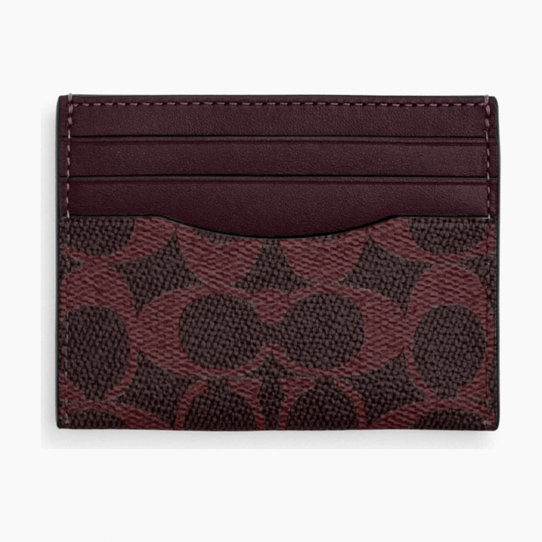 Coach Slim ID Card Case In Signature Canvas - Black Currant