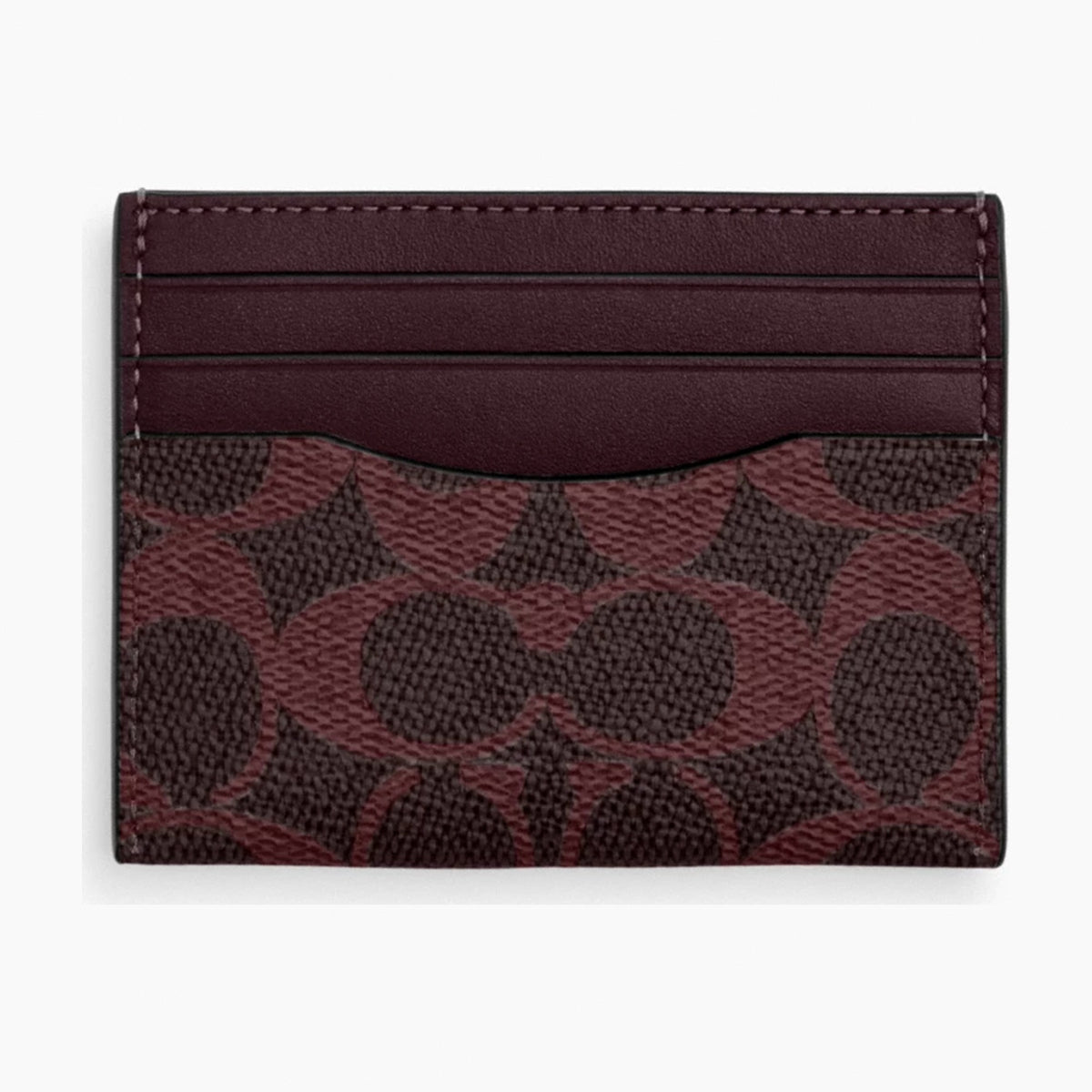 Coach Slim ID Card Case In Signature Canvas - Black Currant