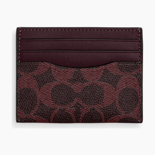 Coach Slim ID Card Case In Signature Canvas - Black Currant