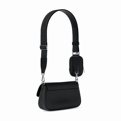 Michael Kors Jet Set Travel Small Pebbled Leather Crossbody Bag With Pouch - BLACK