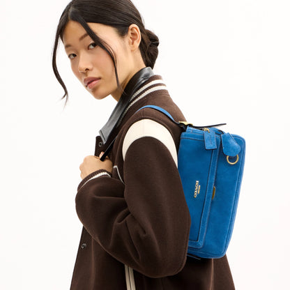 Coach Etta Small Flap Shoulder Bag - Gold/Blue Jay