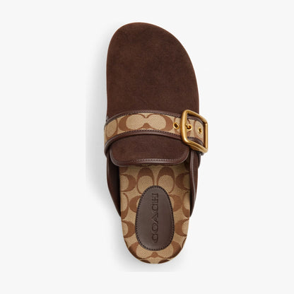 Coach Archival Buckle Clog With Signature Jacquard - Chocolate Brown