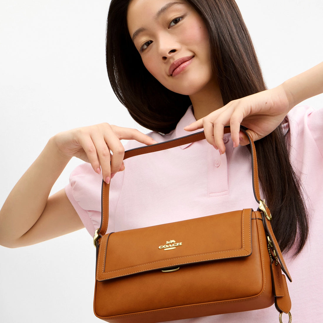 Coach Etta Small Flap Shoulder Bag - Gold/Brown