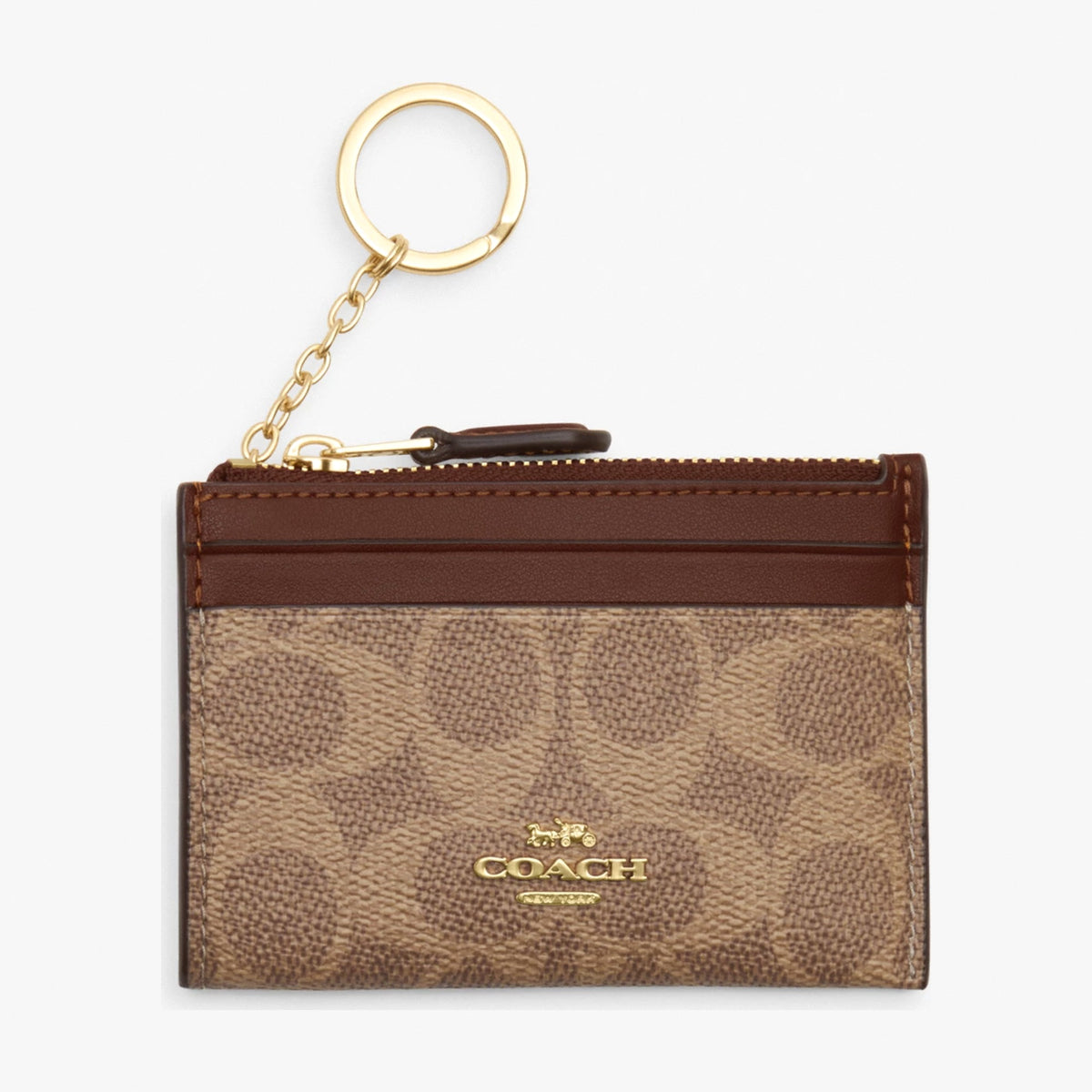 Coach Mini Skinny ID Case In Signature Canvas - Gold/Tan/Brown