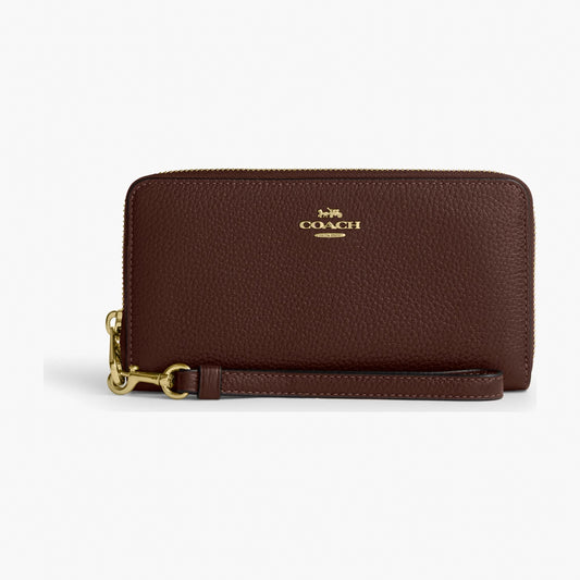 Coach Long Zip Around Wallet - Gold/Maple
