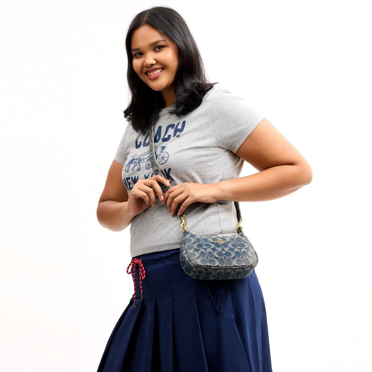Coach Teri Mini Crossbody Bag In Signature Regenerative Cotton Denim - Gold/Denim
