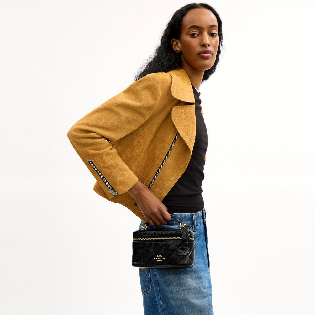 Coach Rainer Crossbody Bag 18 With Quilting - Gold/Black