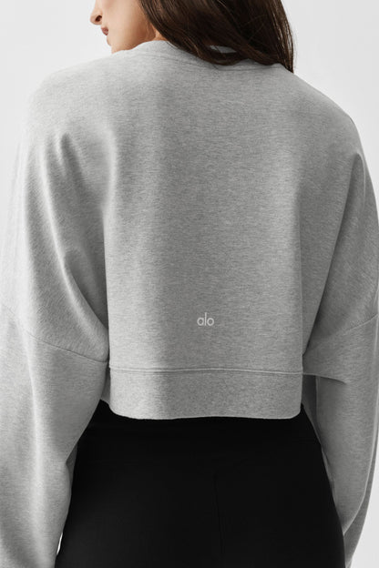 Alo Yoga Cropped Sway Crew Neck Pullover - Athletic Heather Grey