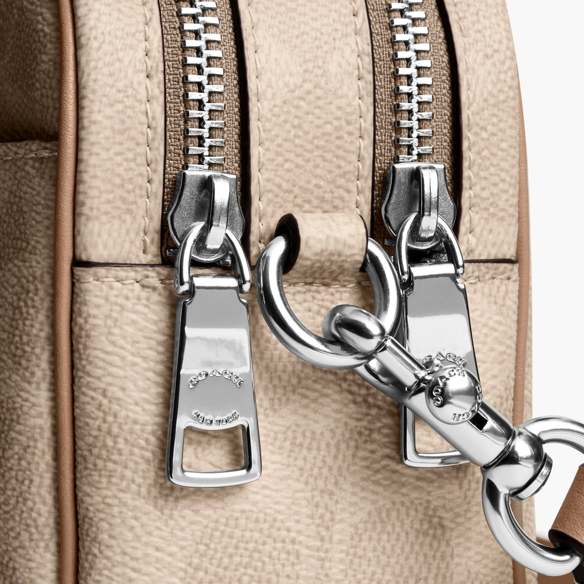 Coach Mini Carey Crossbody Bag In Signature Canvas - Silver/Sand/Taupe