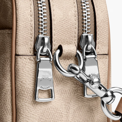 Coach Mini Carey Crossbody Bag In Signature Canvas - Silver/Sand/Taupe
