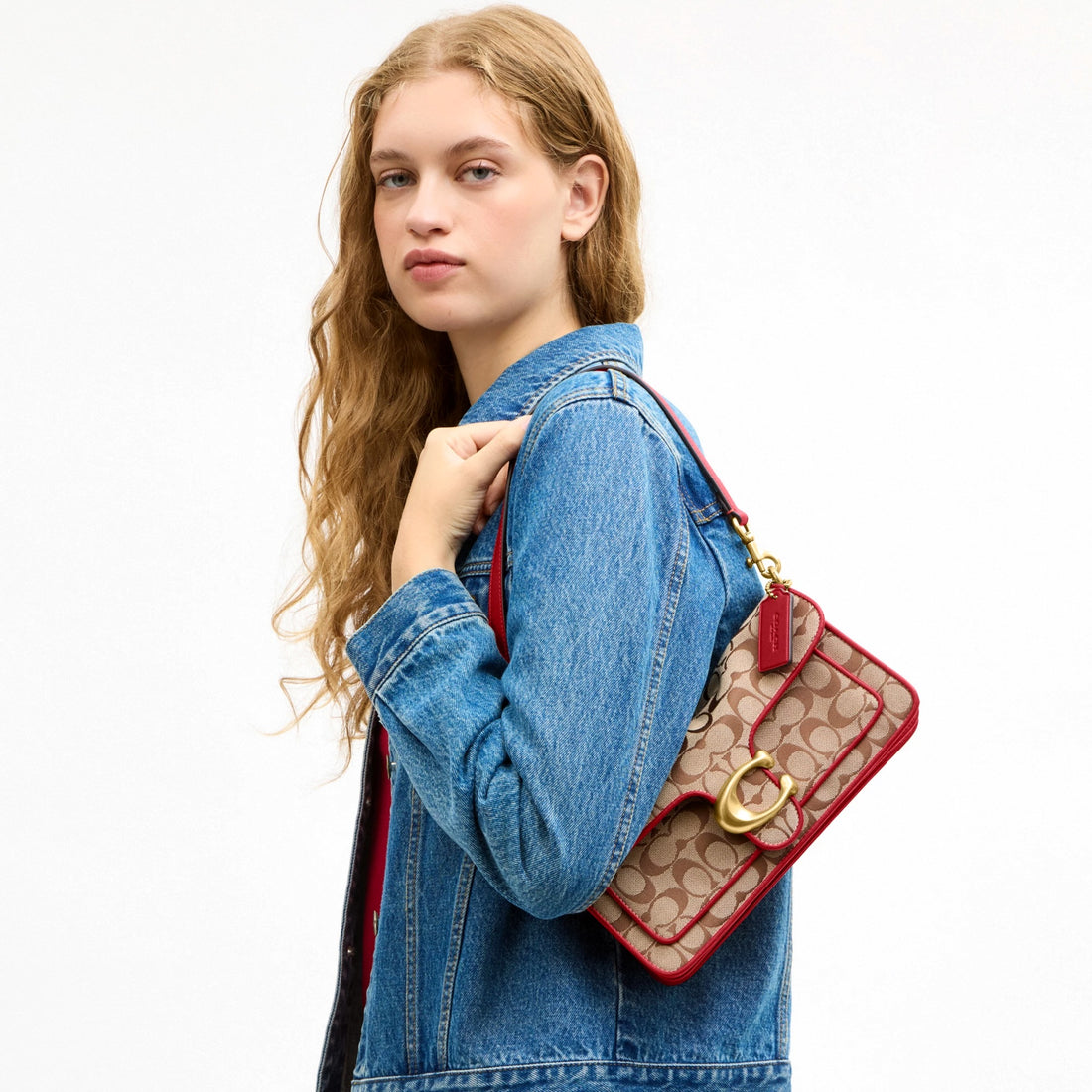 Coach Tabby Shoulder Bag 26 In Signature Jacquard - Brass/Poppy Signature
