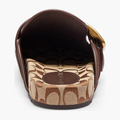 Coach Archival Buckle Clog With Signature Jacquard - Chocolate Brown
