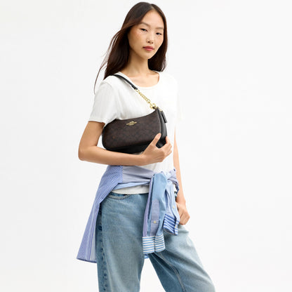 Coach Teri Shoulder Bag In Signature Canvas - Gold/Walnut/Black