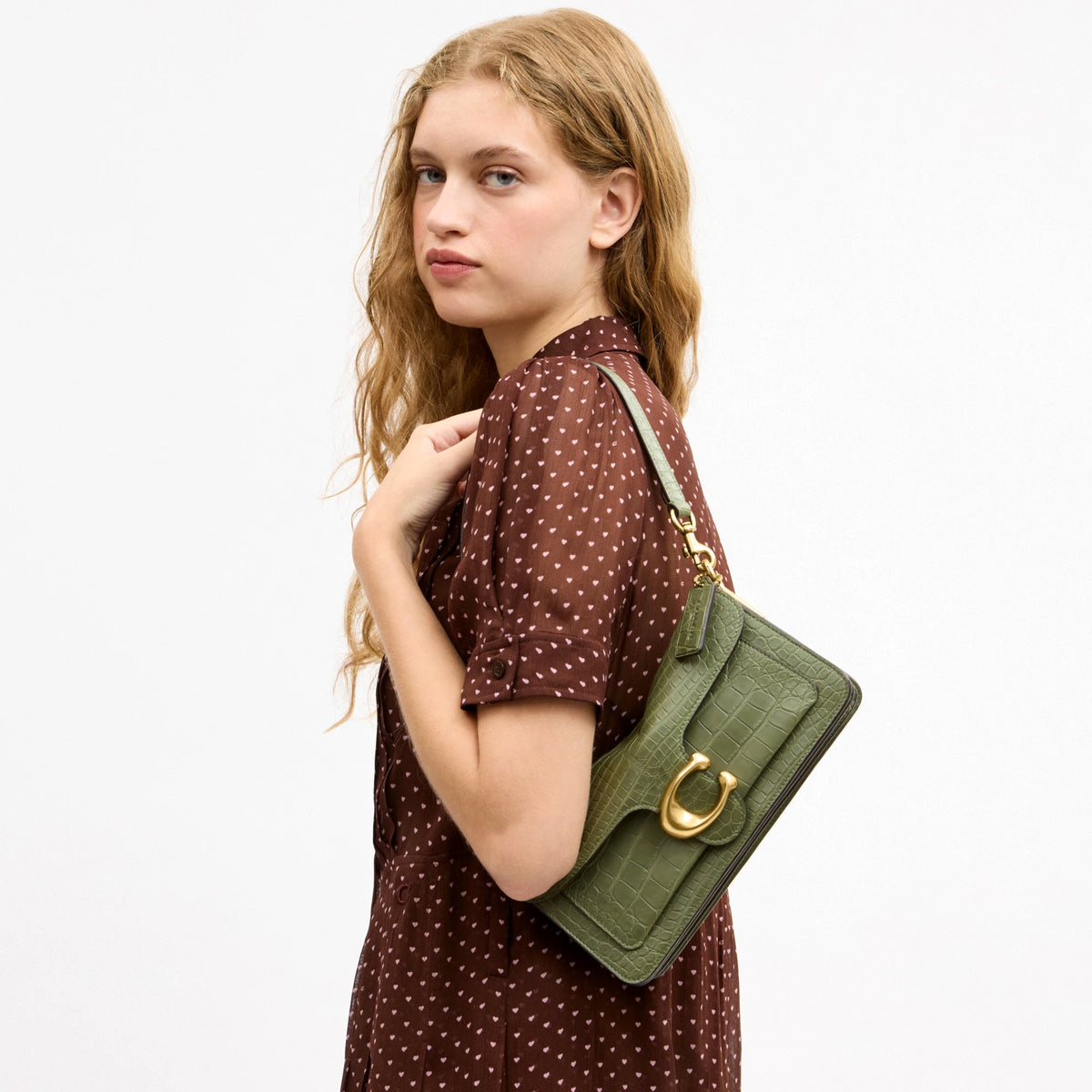 Coach Tabby Shoulder Bag 26 In Alligator - Brass/Moss