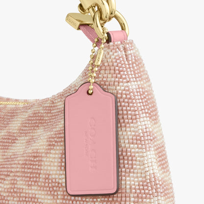 Coach Teri Shoulder Bag In Signature Beaded Satin - Gold/Pink