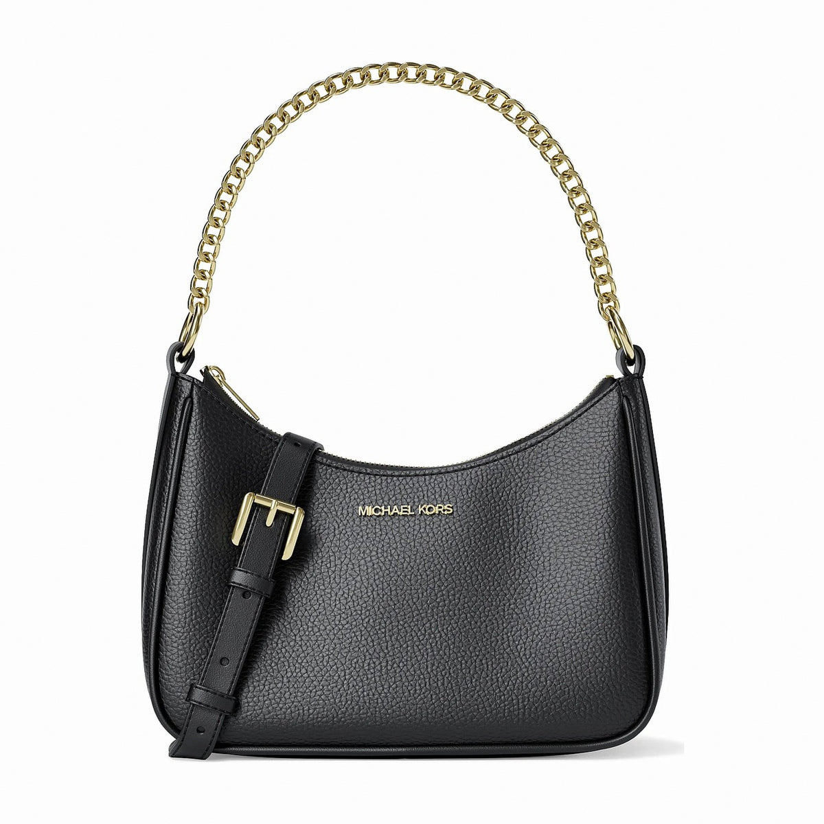 Michael Kors Jet Set Large Pebbled Leather Convertible Crossbody Bag - BLACK
