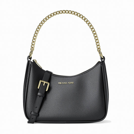 Michael Kors Jet Set Large Pebbled Leather Convertible Crossbody Bag - BLACK