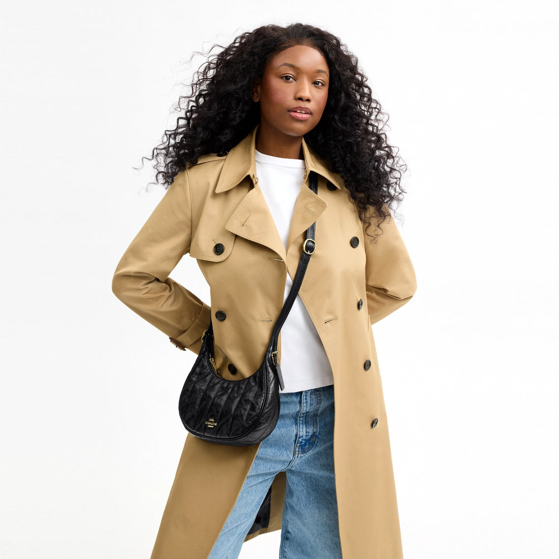 Coach Emily Shoulder Bag With Quilting - Gold/Black