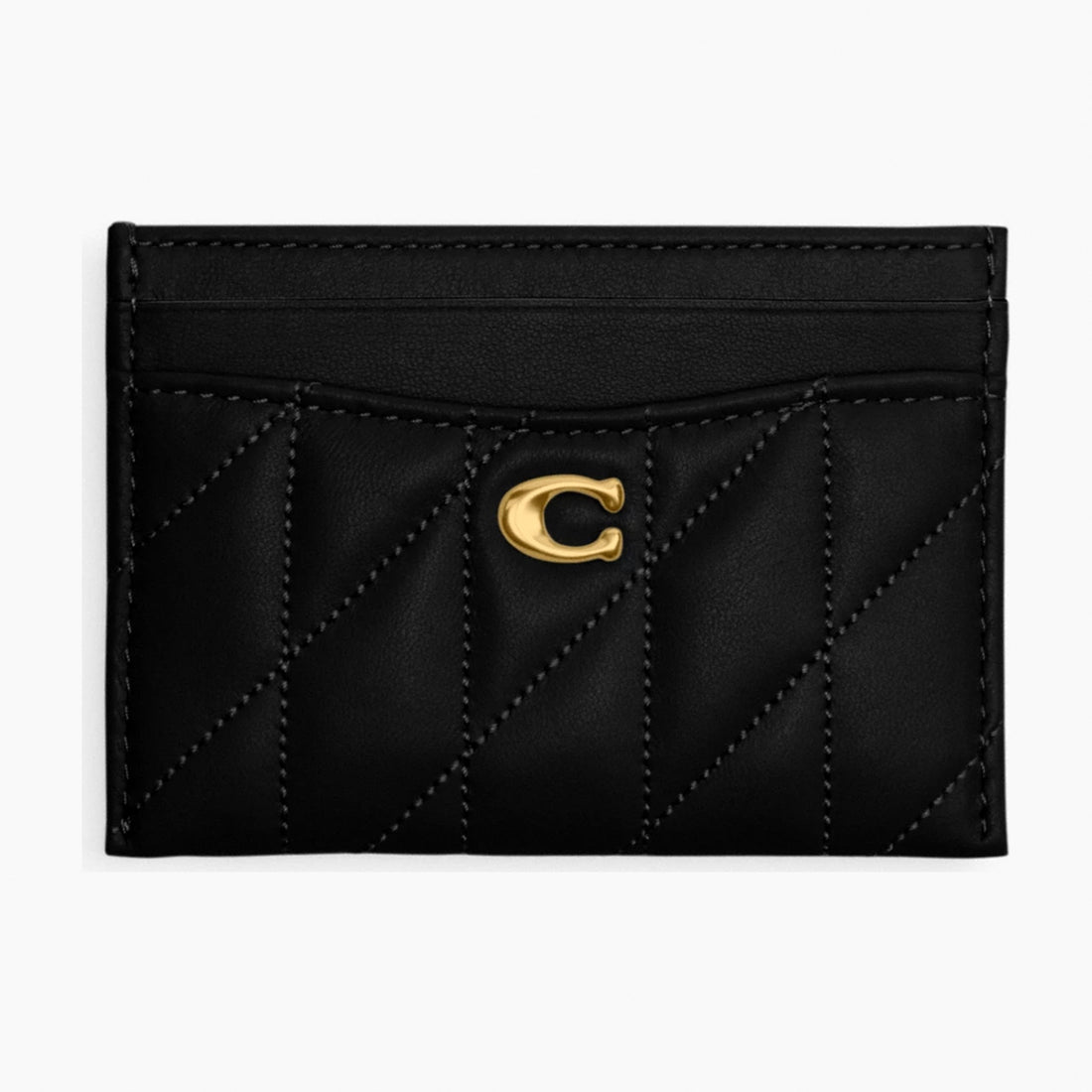 Coach Essential Card Case With Pillow Quilting - Brass/Black