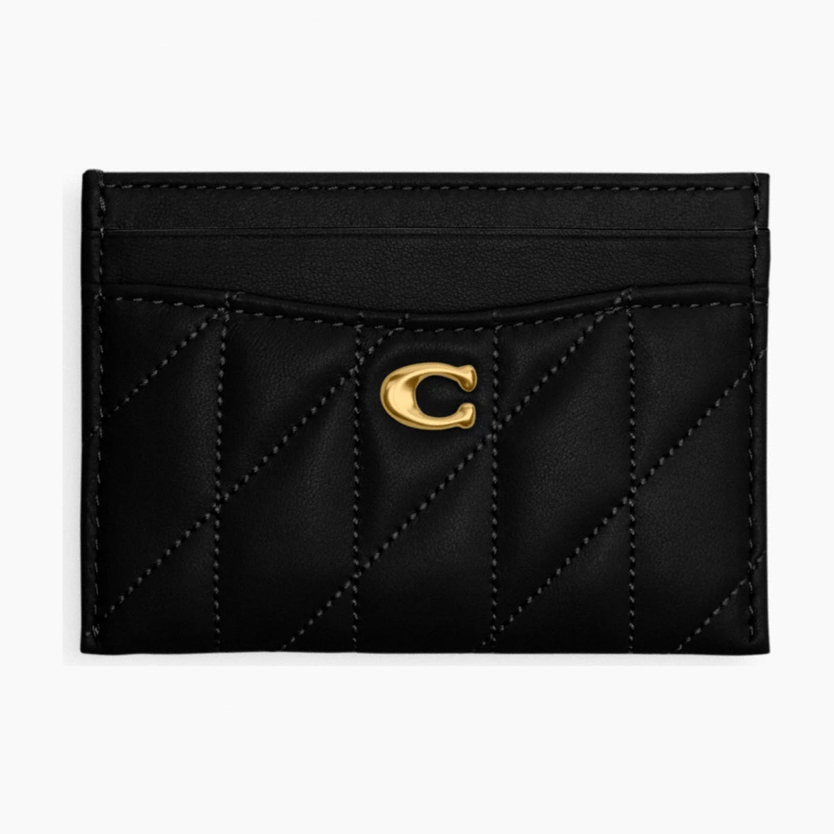 Coach Essential Card Case With Pillow Quilting - Brass/Black
