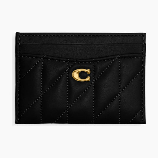 Coach Essential Card Case With Pillow Quilting - Brass/Black