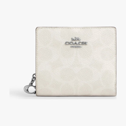 Coach Snap Wallet In Signature Canvas - Silver/White/Chalk