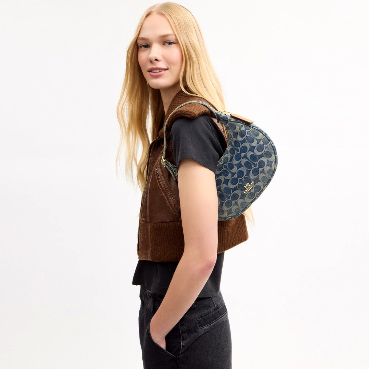 Coach Emily Shoulder Bag In Signature Regenerative Cotton Denim - Gold/Denim