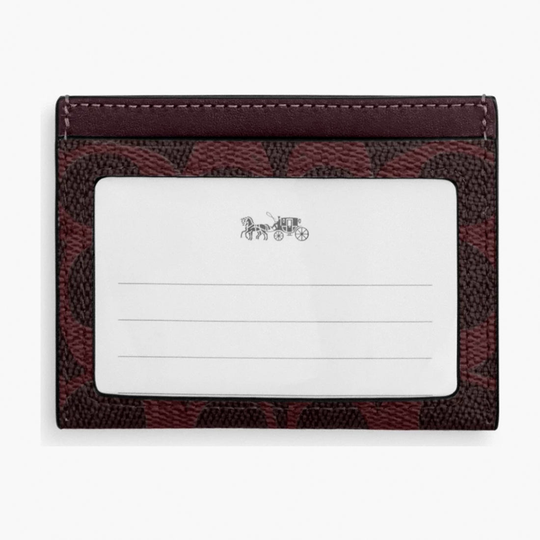 Coach Slim ID Card Case In Signature Canvas - Black Currant