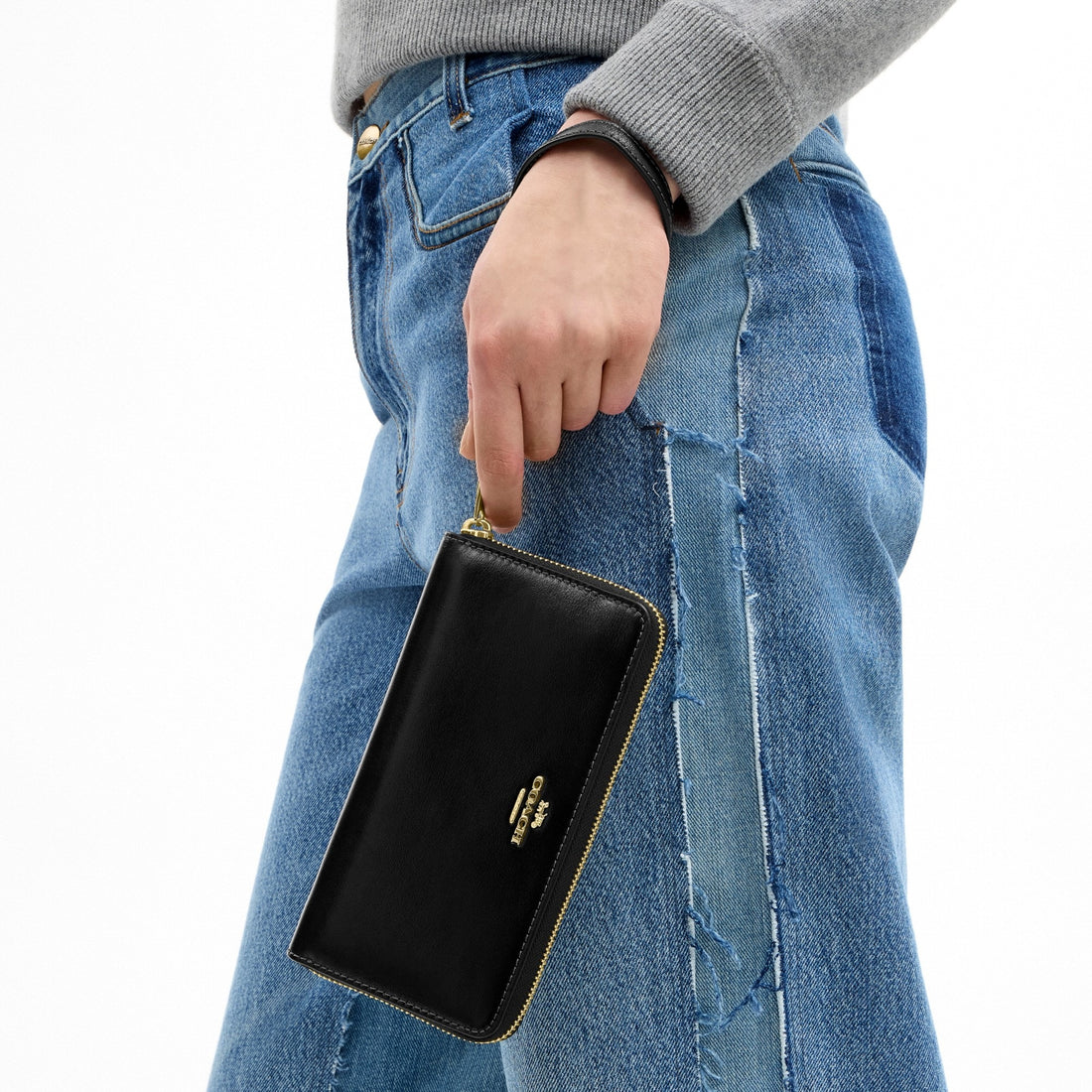 Coach Long Zip Around Wallet - Gold/Black
