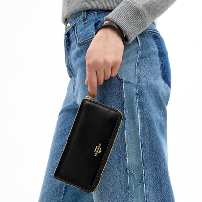 Coach Long Zip Around Wallet - Gold/Black