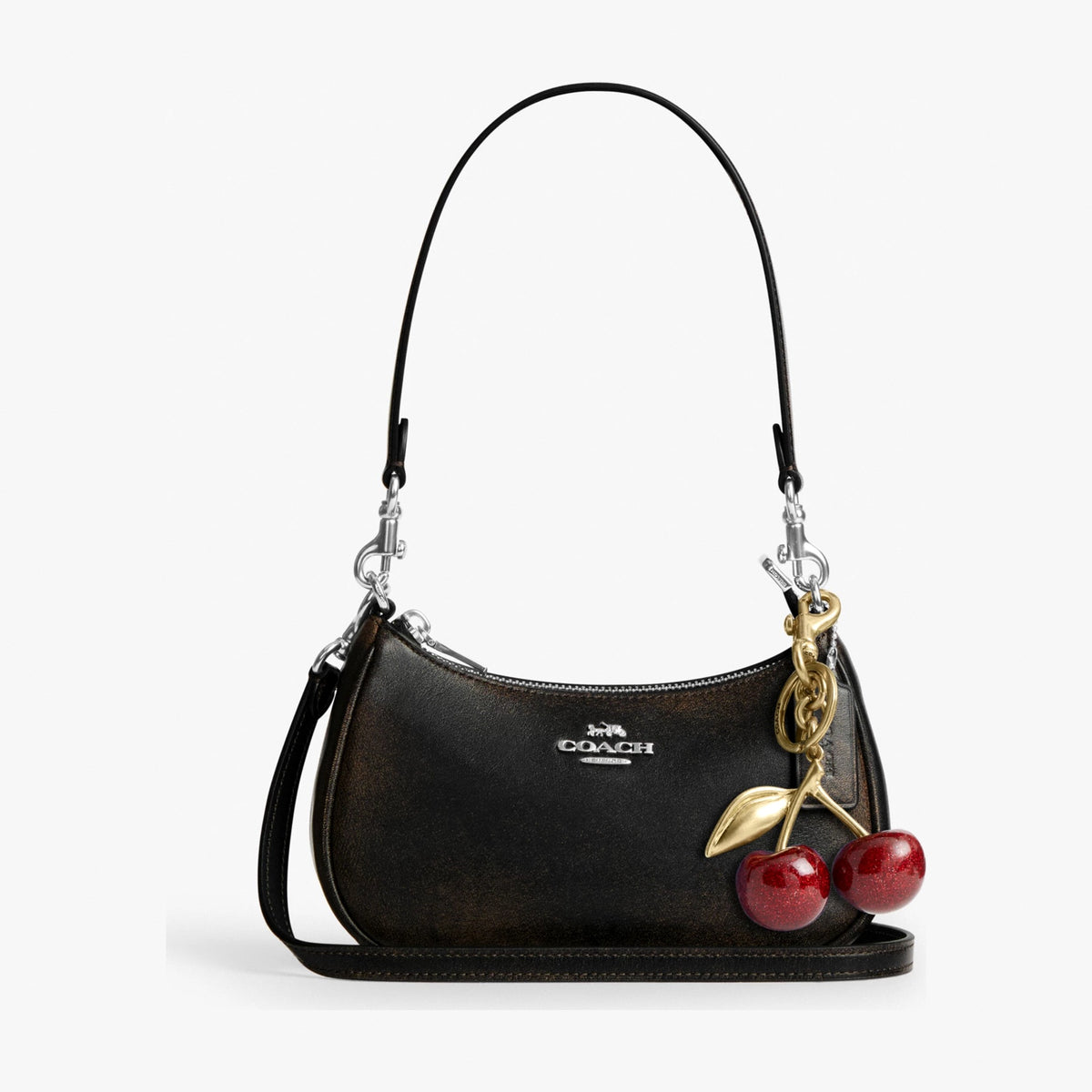 Coach Teri Mini Crossbody Bag In Loved Leather - Silver/Black Brown