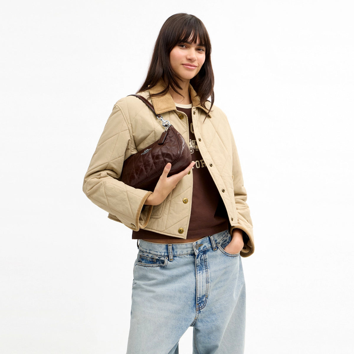 Coach Teri Shoulder Bag With Quilting - Silver/Maple