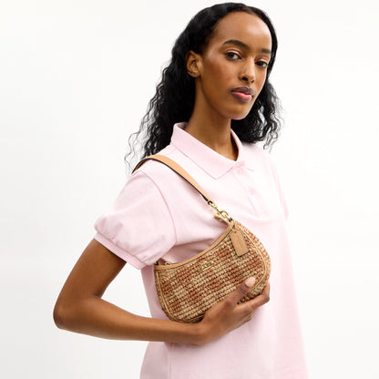 Coach Teri Mini Crossbody Bag With Gingham Print - Gold/Tan