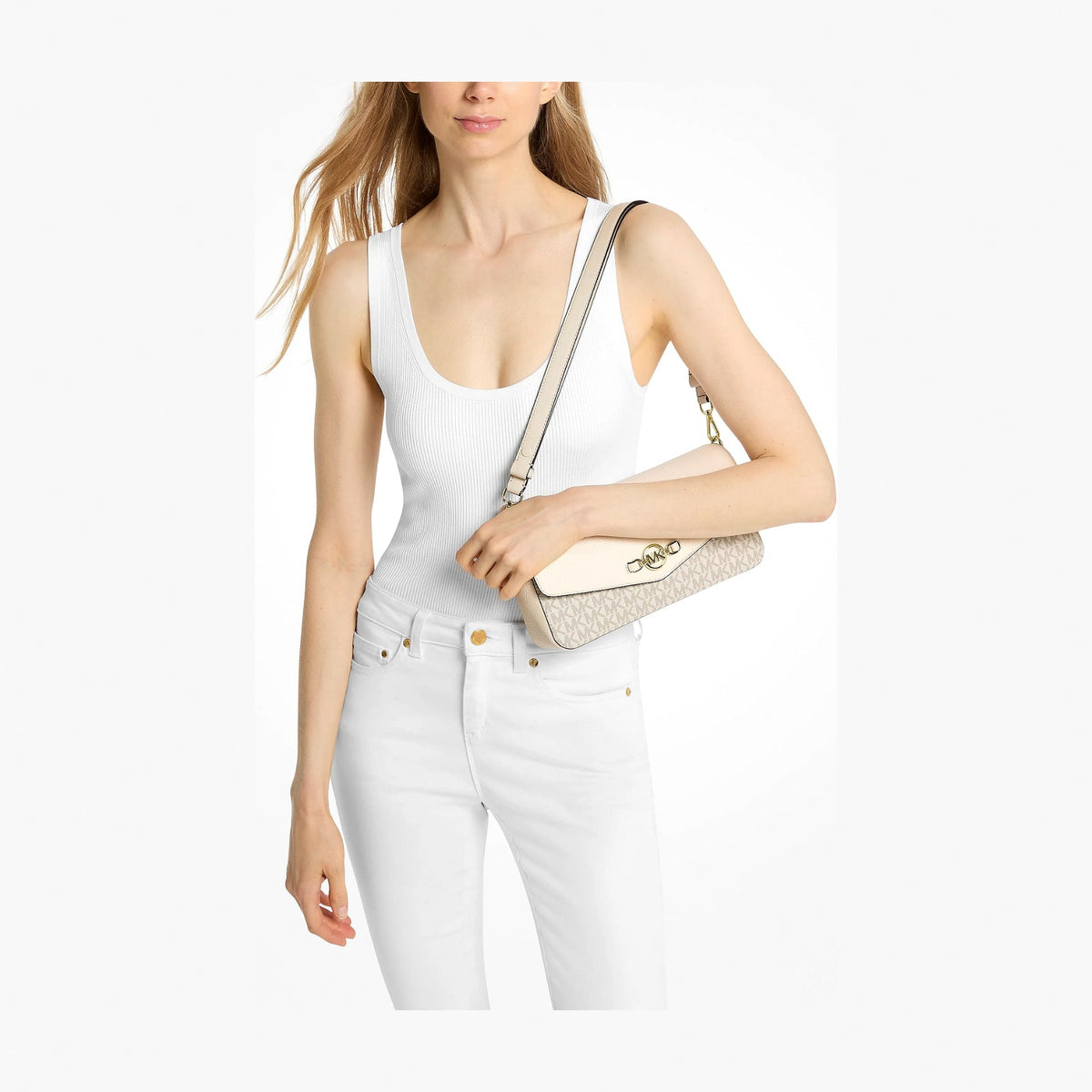 Michael Kors Kacey Medium Signature Logo Shoulder Bag - LT CRM MULTI