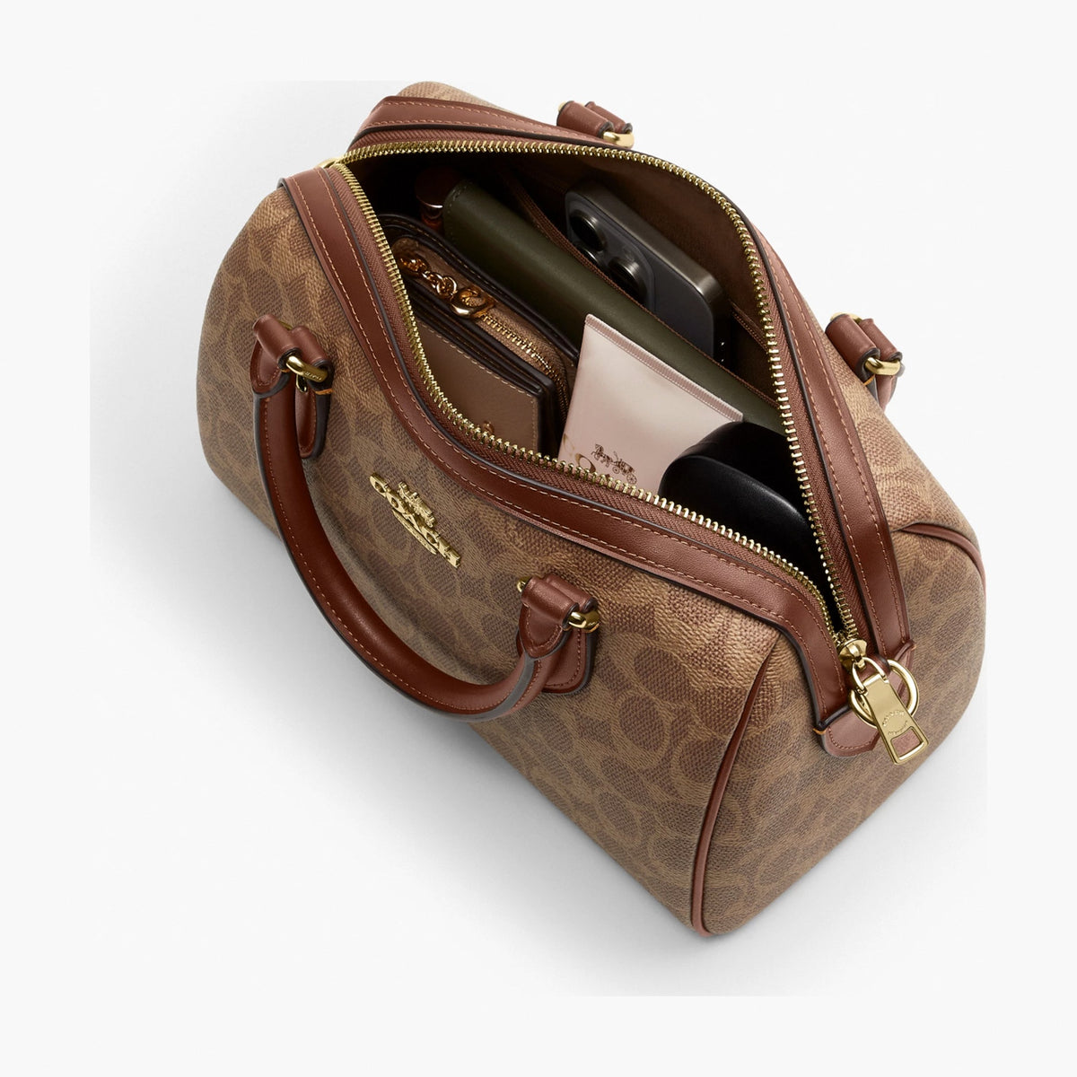 Coach Rowan Satchel Bag In Signature Canvas - Gold/Tan/Brown
