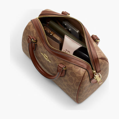 Coach Rowan Satchel Bag In Signature Canvas - Gold/Tan/Brown